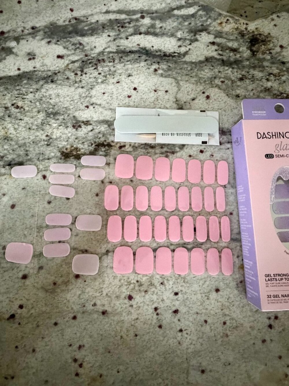 DASHING DIVA Semi Cured Nail Strips - 3 sets purple pink iridescent